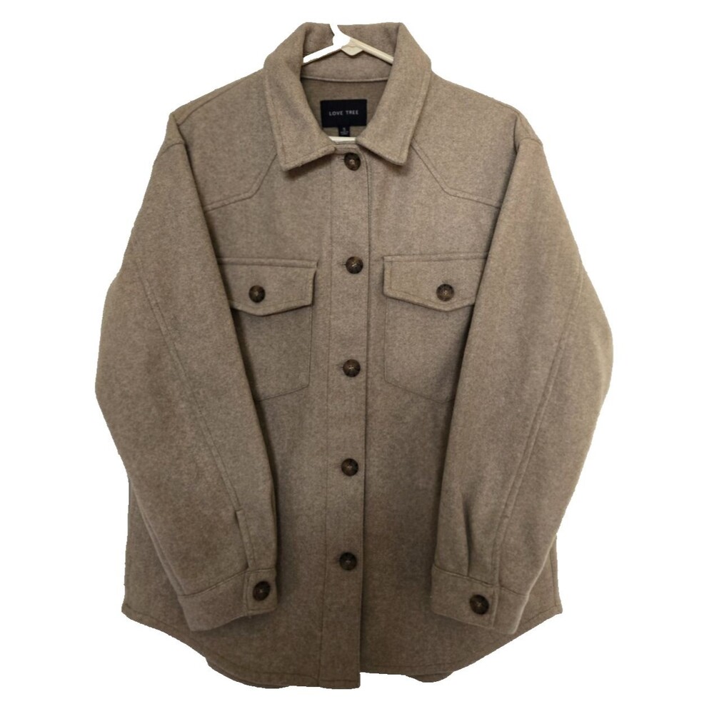 Love Tree Shacket Women's Size S -Tan /long Sleeve